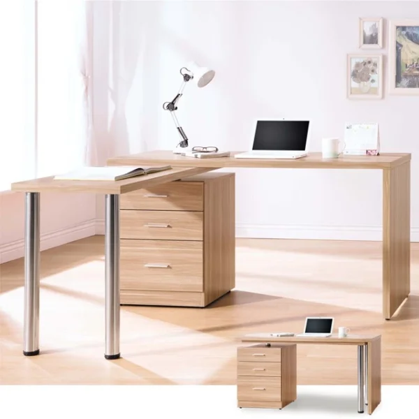 Homelike 喜家居原木色4.8尺旋轉功能桌