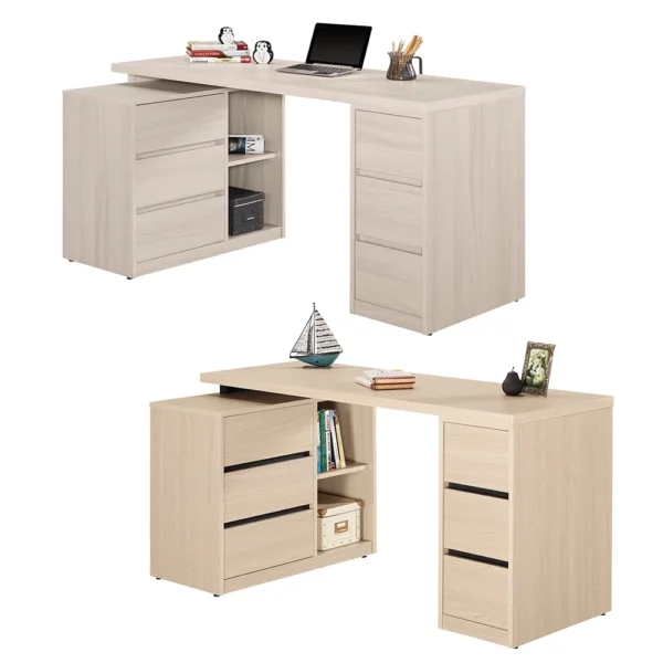 Boden-恩洛5尺多功能L型六抽書桌