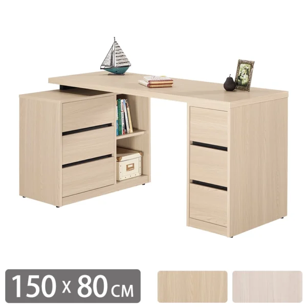 Boden-恩洛5尺多功能L型六抽書桌